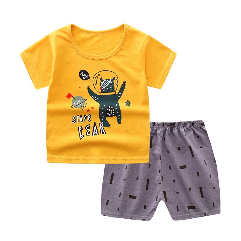 Summer Baby Boys Outfits Short Sleeve Cartoon Printing Casual Tops Printed Short Pants 2pcs Sport Suits