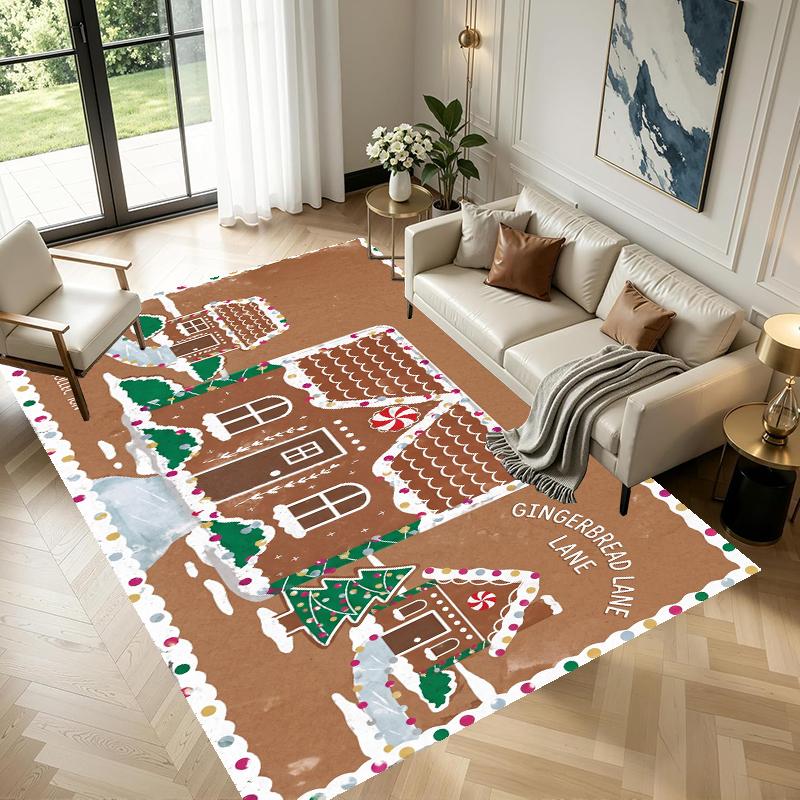 Christmas Pattern Square Area Rug Comfort Indoor Floor Carpet For Home Holiday Gift