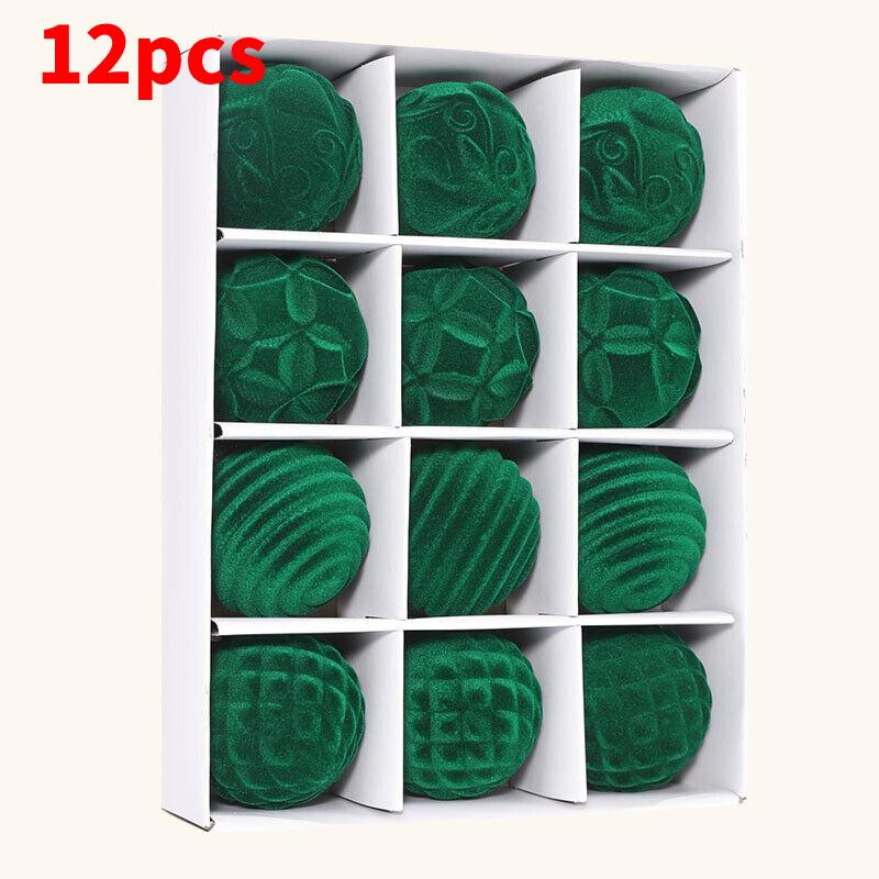 Lebhaftes 6cm Samt Weihnachtsornamente Set mit 12 bunten Kunststoff Baumdekorationen