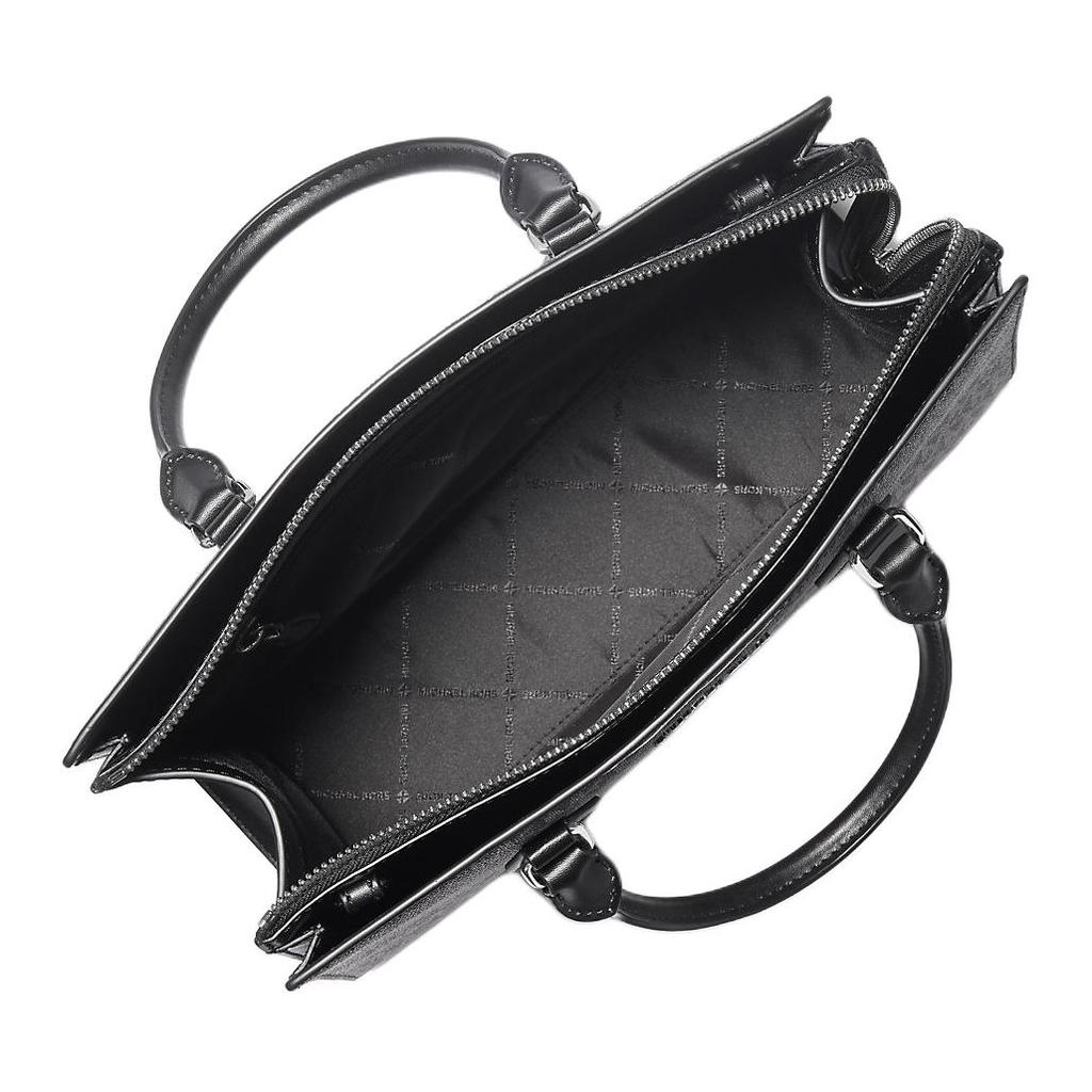 Michael Kors Mk Sheila Allover Logo Print Zip Closure Coated Canvas Shoulder Bag Women handbags Black 35R5S6HS8B-BLACK