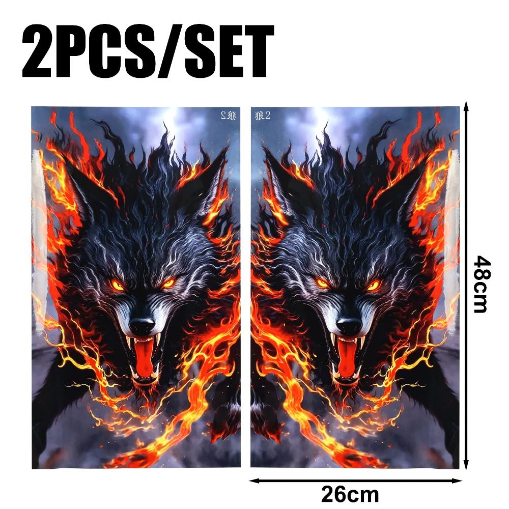 

Универсальные декоративные наклейки на среднюю стойку автомобиля, наклейки с рисунком пламени, волка, тигра, водонепроницаемая наклейка из ПВХ под карбоновое волокно, автозапчасти