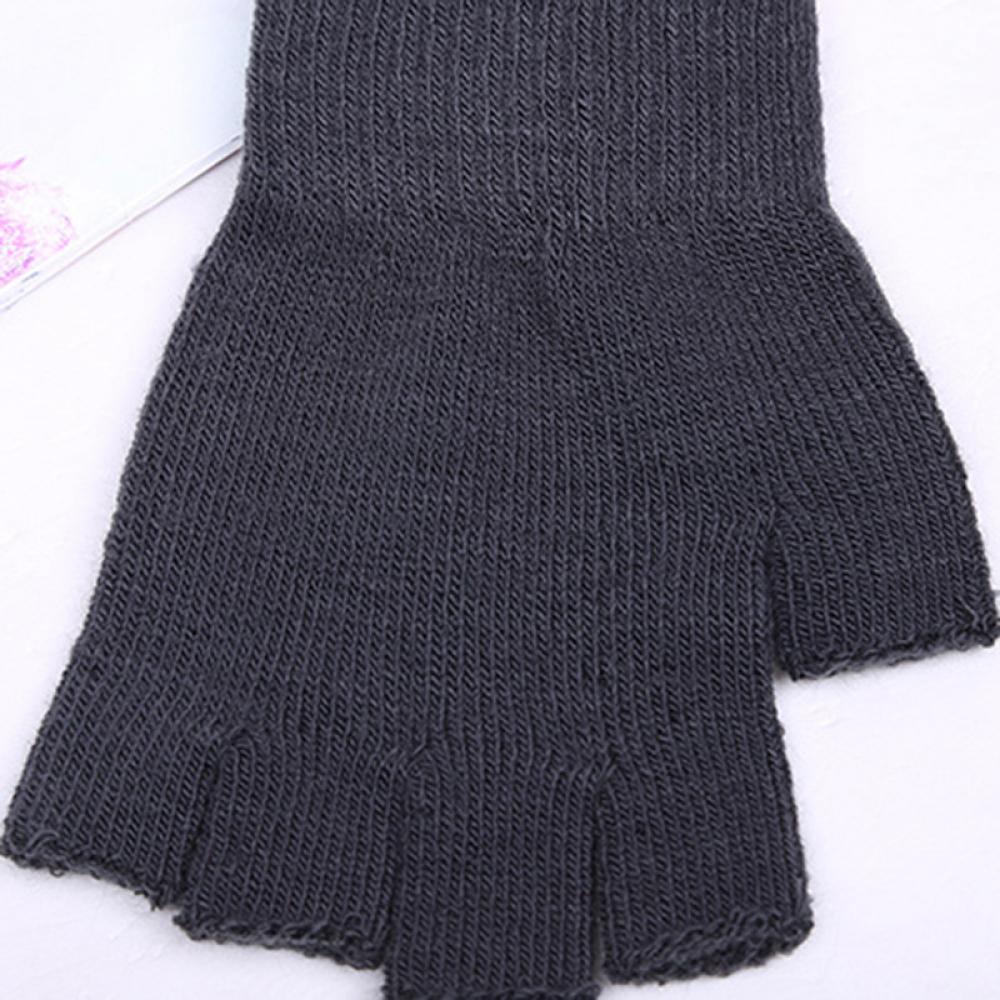 Winter Solid Knitwear Knit Mitten Gloves Half Finger Finger
