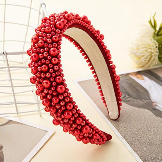 Imitation Pearl Hair Hoop Wide Heightened Headband Flexible Comfortable Fit Hair Hoop Hair Accessory