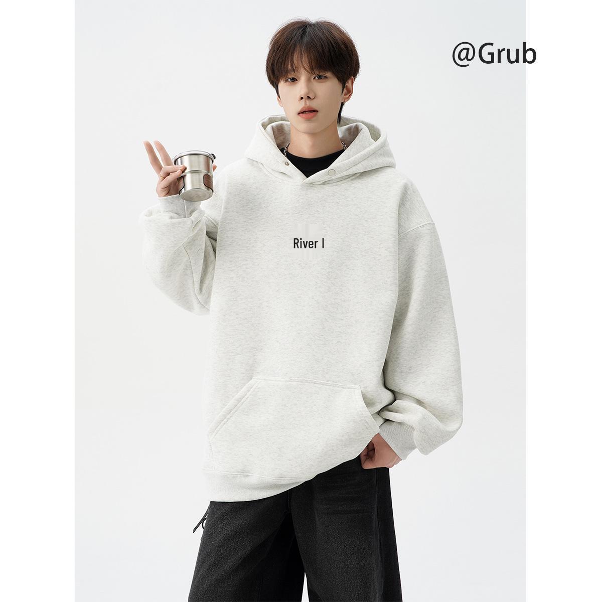 Unisex Heavyweight Embroidered Retro Hoodie - Autumn Casual Sporty High Street Jacket M