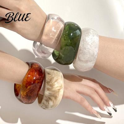 Women Fashion Jewelry Acrylic Resin Chunky Bangle Hypoallergenic Colorful Geometric