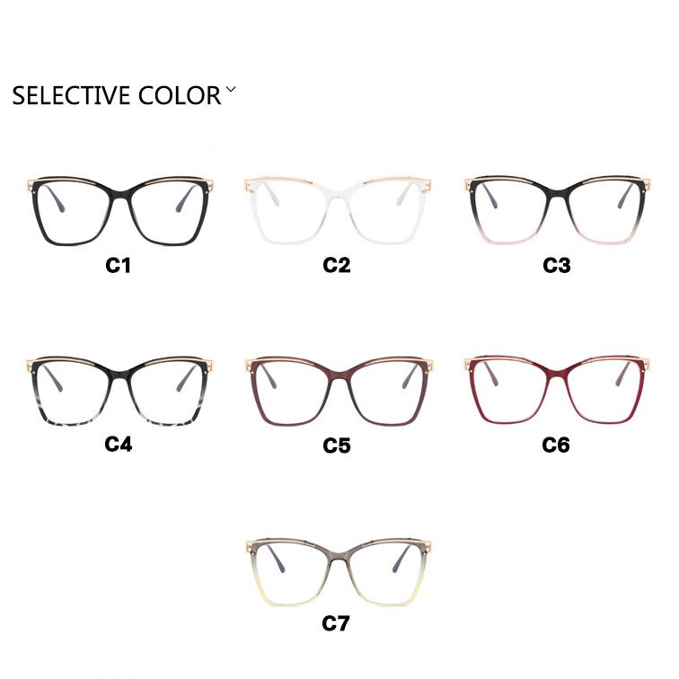Women's metal large frame hollow TR90 glasses frame Fashionable personality plain makeup anti-blue light glasses