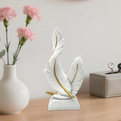 Statue décorative en plumes de table DIY avec support, Décoration artisanale pour la maison, Sculpture en résine pour