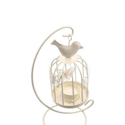 Iron Craft Birdcage Candle Lamp Hollow Black Leaf Candle Holder Suspension Design White Iron Candlestick Ornaments Desktop Decor