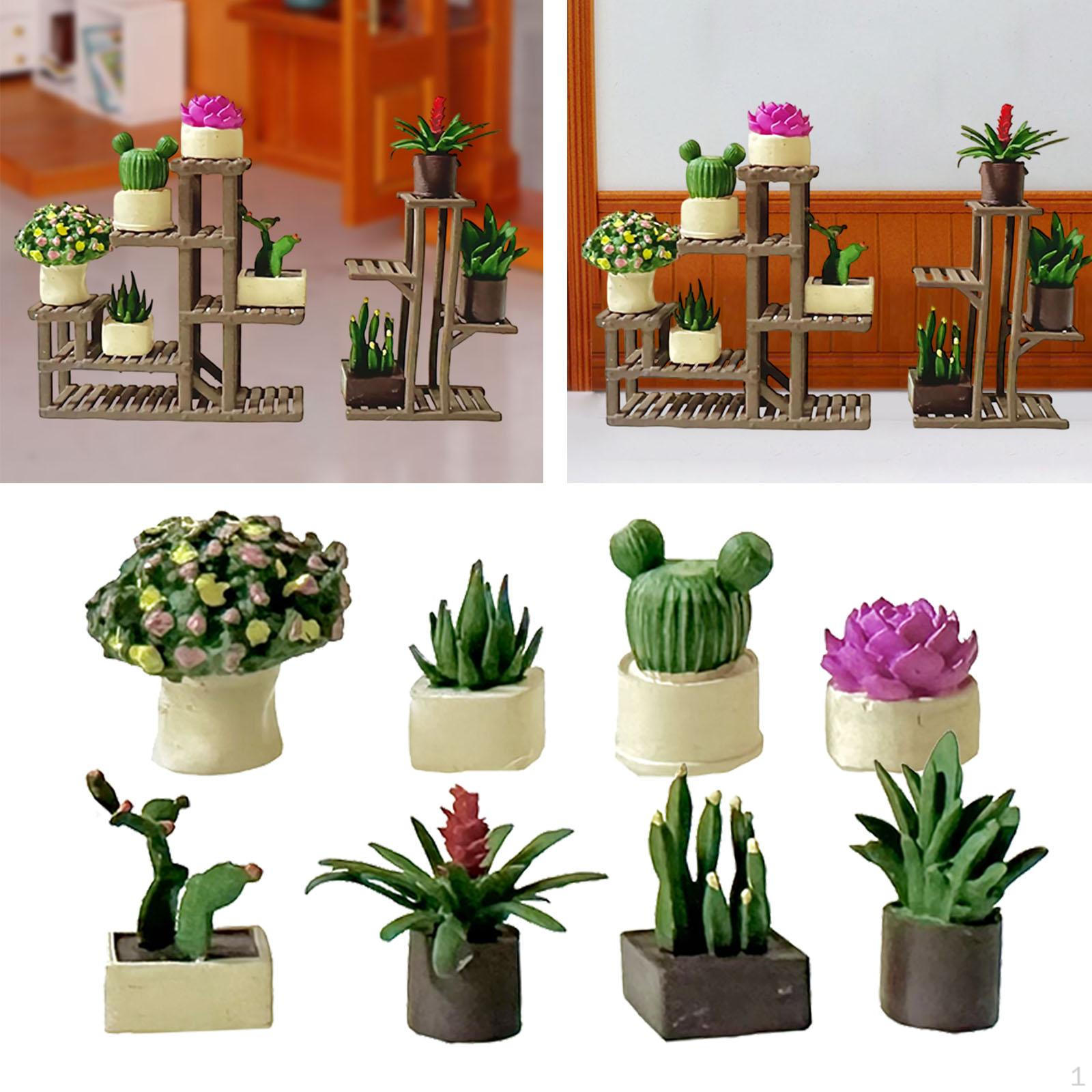 1/64 Miniature Bonsai Plant,Mini Potted Plant Flower Model,Furniture Accessories Dollhouse Plants