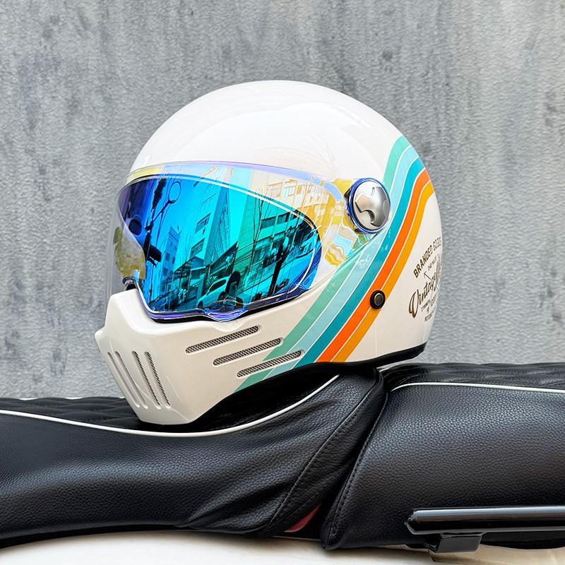 DOT ECE Certified Full Face Motorcycle Helmet Men Women Cruiser Bike ABS Shell With Bluetooth Slot Dual Lens