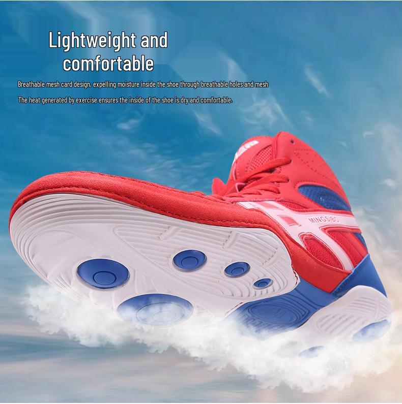 Men's Professional Wrestling & Boxing Shoes for Indoor Training and Competition