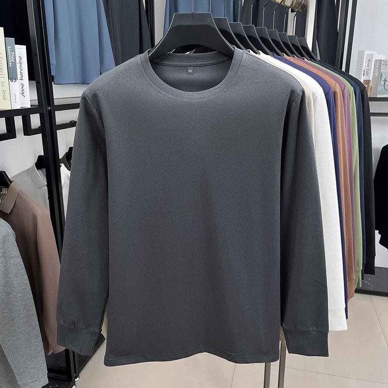 

Spring Men s T-shirt Long-sleeved High-end Casual Versatile Inner Bottoming Shirt 4XL