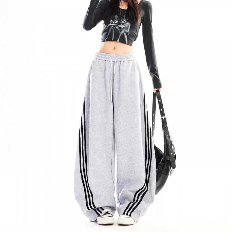 Men Women Loose Fit Striped Track Pants Casual Joggers Streetwear Style Comfortable Wide Leg Sweatpants