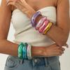 Fashionable Punk Summer Beach Colorful Resin Sparkling Irregular Bracelet for Women's Daily Wear and Parties Bangles for Women