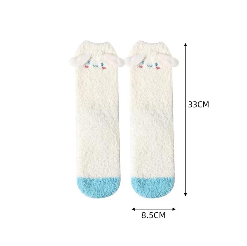 My and Pompompurin Socks Room Soft Cold Indoor Long Socks Cinnamoroll, Kuromi, Melody, 4-Pair Set, Socks, Stay-Stick Socks, Cotton, Antibacterial,