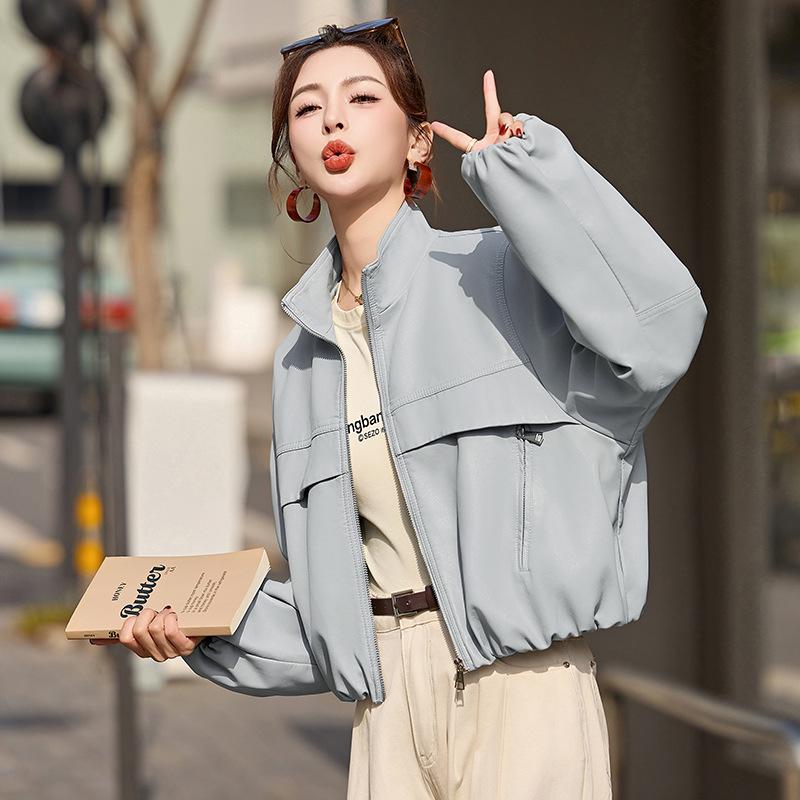 

Women s 2025 Spring Fashion Petite Short PU Leather Jacket - Versatile & Casual M for 90-115 jin