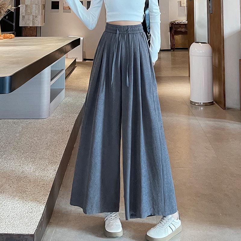 Spring 2025 Plus Size High-Waisted Wide-Leg Acetate Culottes - Slimming, Versatile, and Casual.