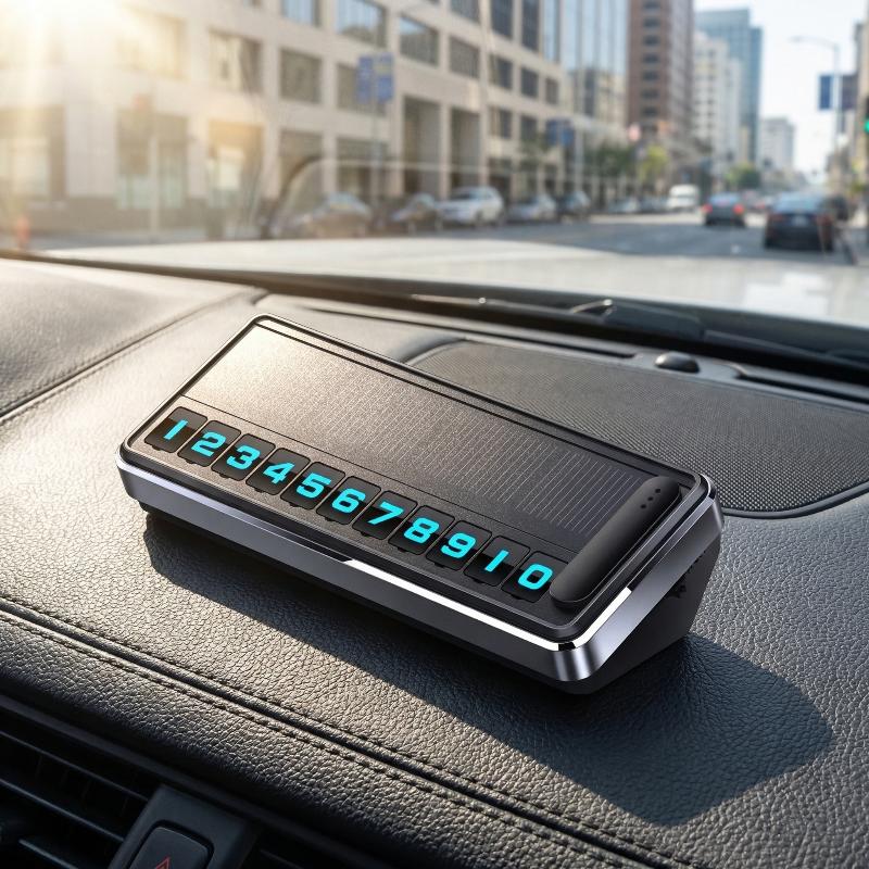 Solární LED osvětlení na telefonním čísle automobilu Dočasná parkovací karta Skryté štítky Parkovací zastávka Parkovací zařízení pro více čísel