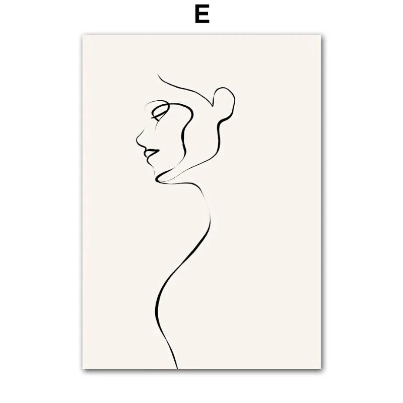 Abstract Line Woman Poster Print Danish Pastel Spring Fresh Flower Market Wall Art Canvas Painting Picture Living Room Decor