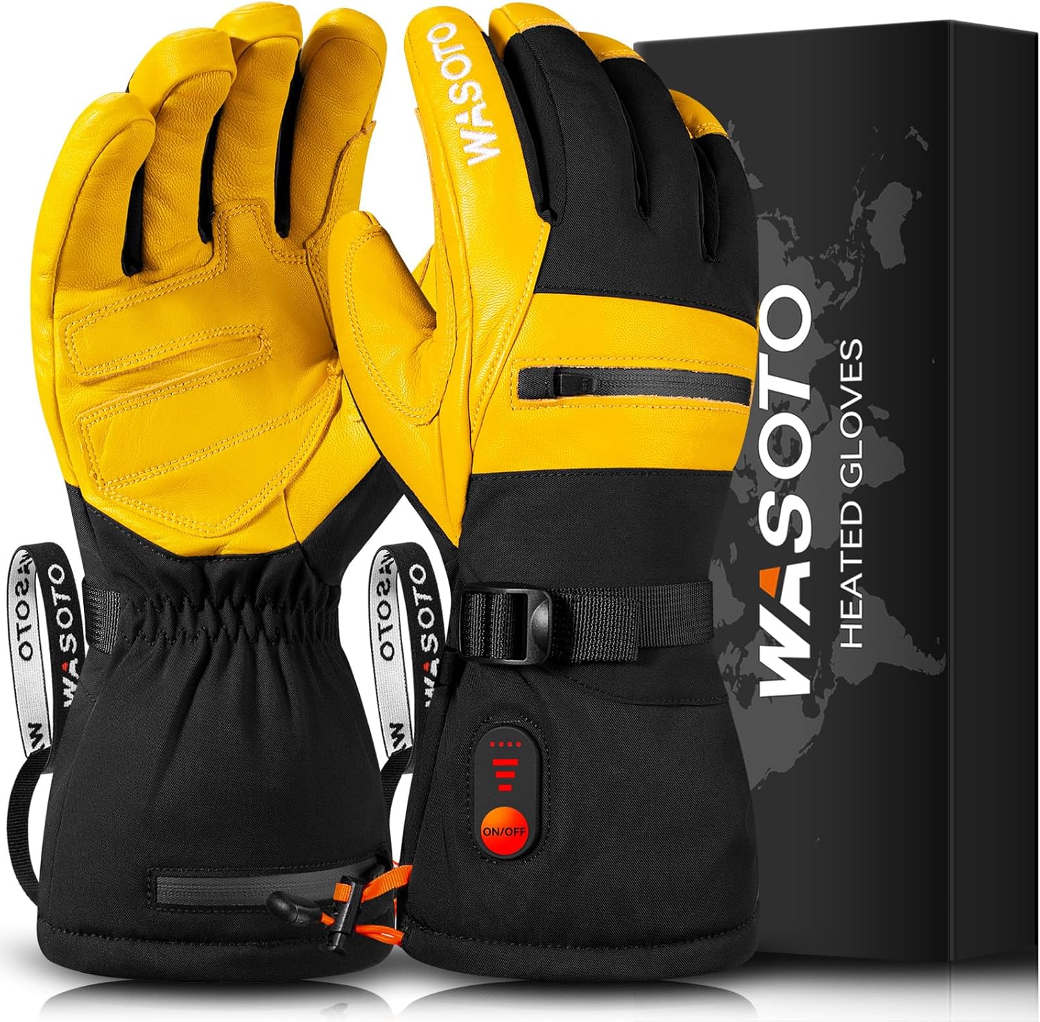 Custom 7.4V Lithium Battery Ski Gloves Winter Electric Work Heated Leather Rechargeable Safety Work Gloves S