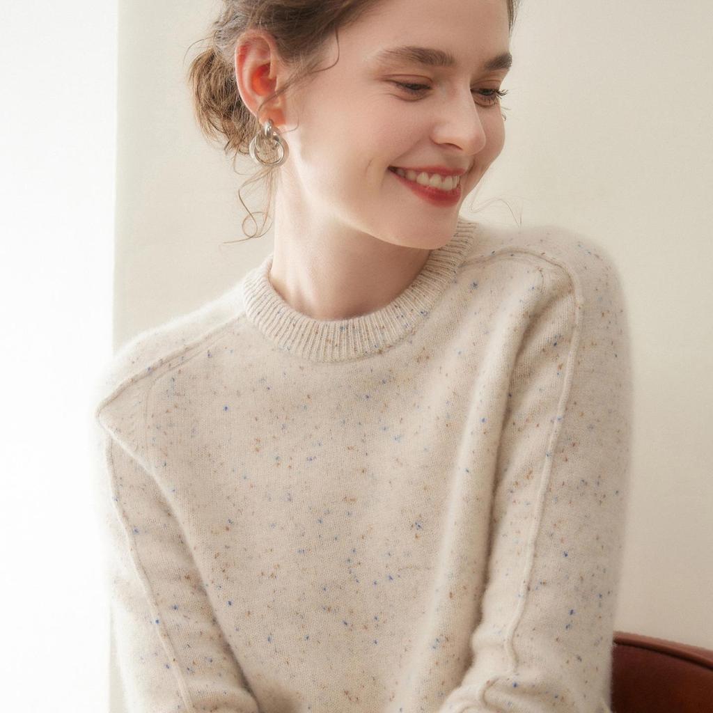 Cashmere 2025 Autumn/Winter Women's Polka Dot Raglan Sleeve Knit Pullover Sweater