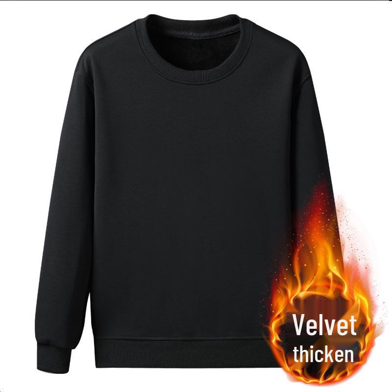 Men's Trendy Autumn/Winter Solid Velvet Thickened Hooded Sweater
