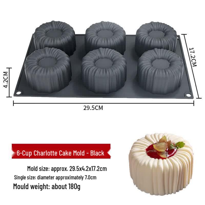 Tengyu 6-Cavity Silicone Charlotte Cake Mold