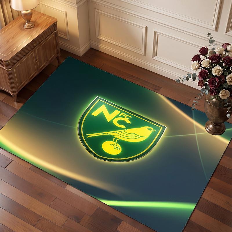 Norwich City Football Print Crystal Velvet Rug, Comfortable Water Absorbent Non Slip Indoor Floor Carpet
