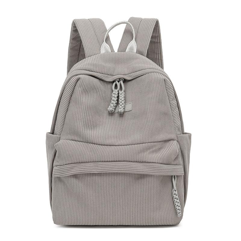 Schoolbag Backpack Corduroy Ladies Large Capacity Leisure Bag Student Bag Travel To Work Multi-pocket Lightweight