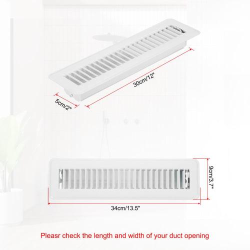 PATIKIL Underfloor Vent, 30 x 5 cm, Floor Register Air Drain, Ventilation System, Adjustable, Wall-Mounted, White, 1 Piece