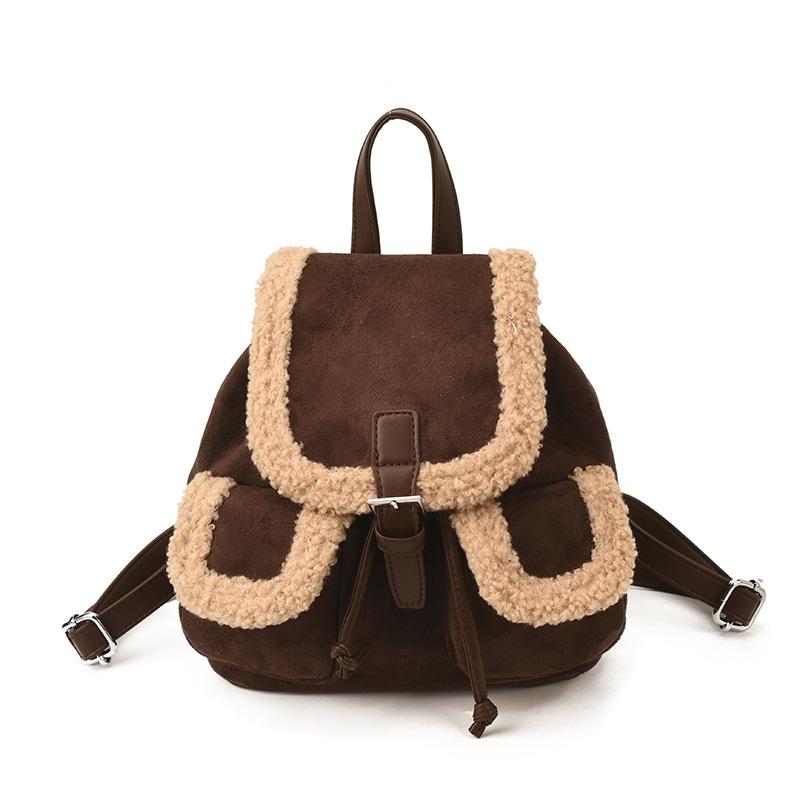 Schoolbag Wholesale Hot Sale Korean Version of Fashionable Backpack Splicing Texture Handbag Women's Casual Backpack Student Schoolbag New