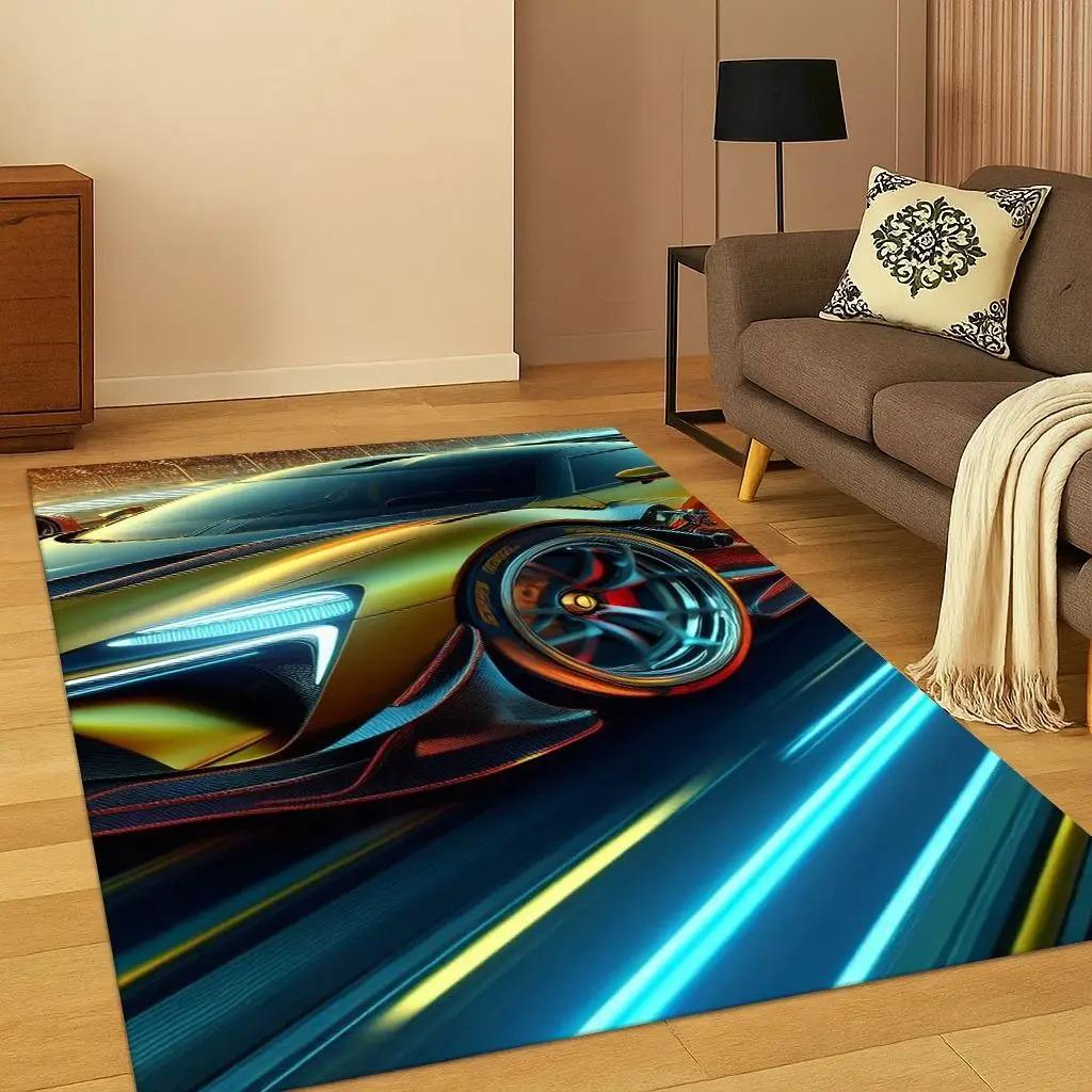 Sports Car Racing Car Carpet Rug for Playroom Living Room Bedroom Home  Kitchen Doormat Decor Bedroom Decor Rugs for Carpets Mat