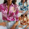 Spring Autumn Elegant Printed Office Women Shirts Loose Long Sleeve Lapel Office Blouse Fashion Simple Casual Tops Female Clothing