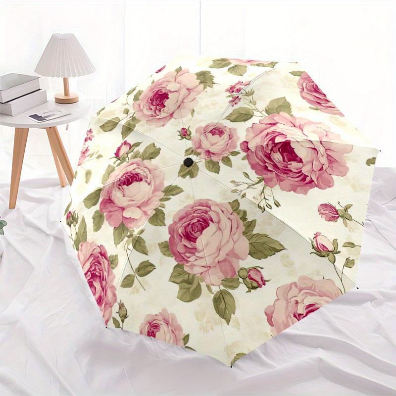 

1pc Elegant Floral Pattern Automatic Folding Umbrella Compact Lightweight for Outdoor AdventuresT31 (as the picture,Iron&8K)