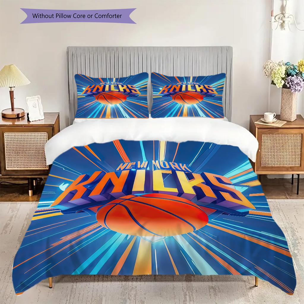 Set Tre Pezzi Spirito Dinamico del Basket New York Knicks(1 * copripiumino + 2 * federa, senza nucleo)Morbido e confortevole