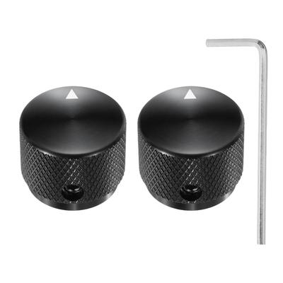 Uxcell Aluminum Potentiometer Inch Inner Diameter X Inch Outer Diameter X Inch Universal Control Knobs for with Arrow Black 2-Pack Knobs, 3/16 (4mm)