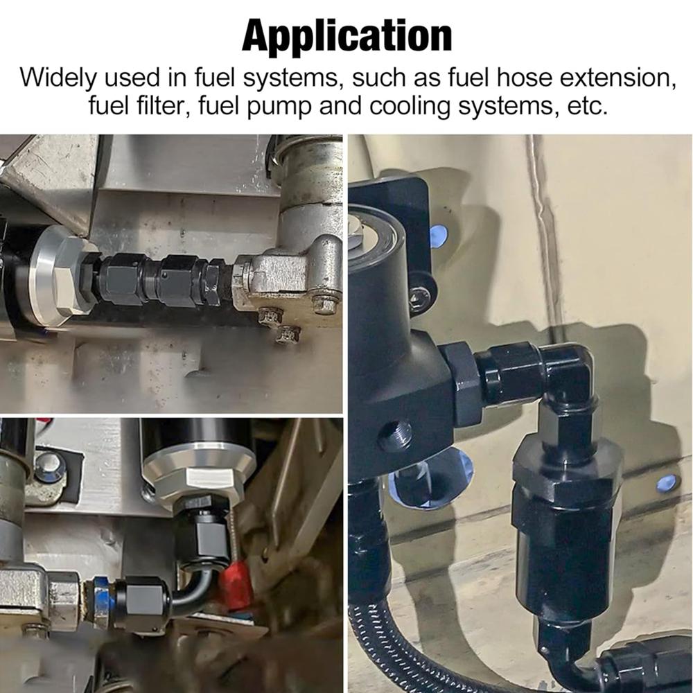 AN10 Female to AN10 Female 90 Degree Swivel Coupler Union Fuel Line Hose Adapter Fittings AN4/AN6/AN8 Aluminum Anodized Black