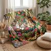 Floral Garden Cat Theme blanket Lightweight Warm Flannel Blanket Decorative Throw Blanket for Home Decoration
