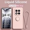 Liquid Silicone Phone Case For Xiaomi Redmi Note 14 13 12 11 10 Pro Plus Redmi 13C 12C 10C Magnetic Ring Holder Cover With Strap