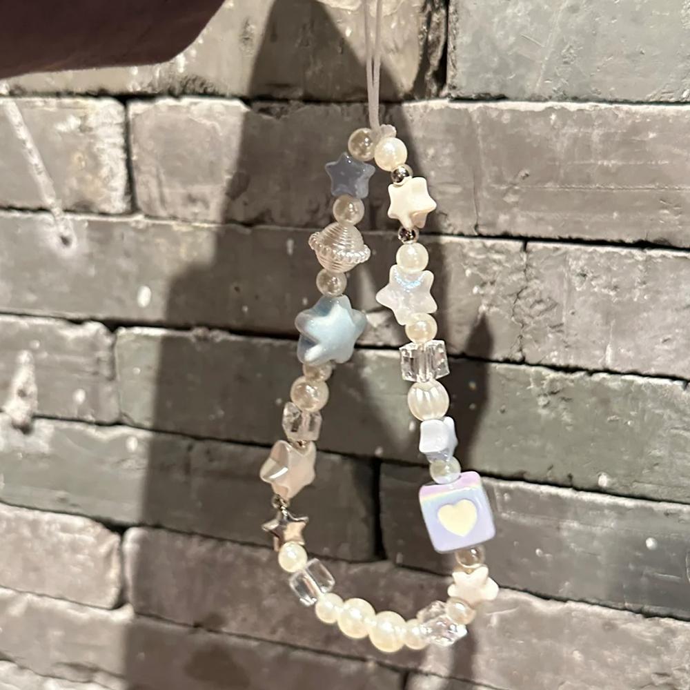 

Summer Sweet Blue Star Love Heart Pendant Jewelry Hanging Rope Kawaii Phone Chain Charm Strap Cord For iPhone Bag Keyring Cord