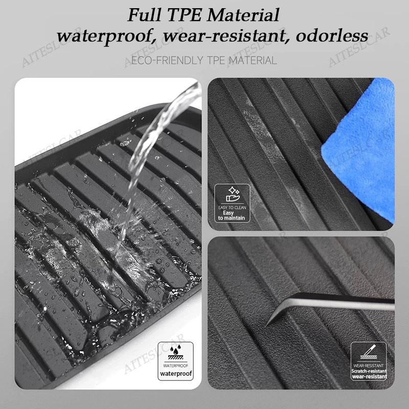 For Tesla Model Y L Front and Back Trunk Mat Seat Back Mat TPE Carpet Waterproof Weather-resistant Pads Up and Down Layer Mats