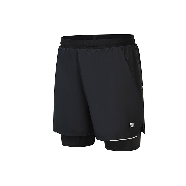 Fila Athletics Running Fitness Sports Two-Piece Woven Shorts Men Shorts Deep-Black A11M232801F-BK