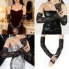 Eleganti Maniche Nere Ricamate Tessuto Traspirante Guanti Senza Dita Evento Formale Accessorio di Moda Quotidiana