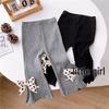 Pantalon court évasé à nœud mignon pour filles - Polyvalent et confortable pour le printemps/l'été