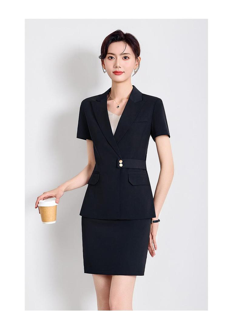 Eleganter Damen Sommer Anzug: Professioneller Rock & Blazer für Hotelrezeption, Büro oder medizinische Uniform