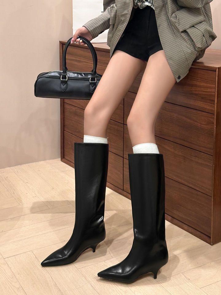Boots Women's 2025 New Popular Autumn and Winter Pointed Kitten and Long Boots Wide Tube High Heel Short Boots Women's Boots