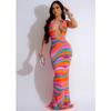 Women's Fashion Sleeveless V-Neck Backless Printed Maxi Dress