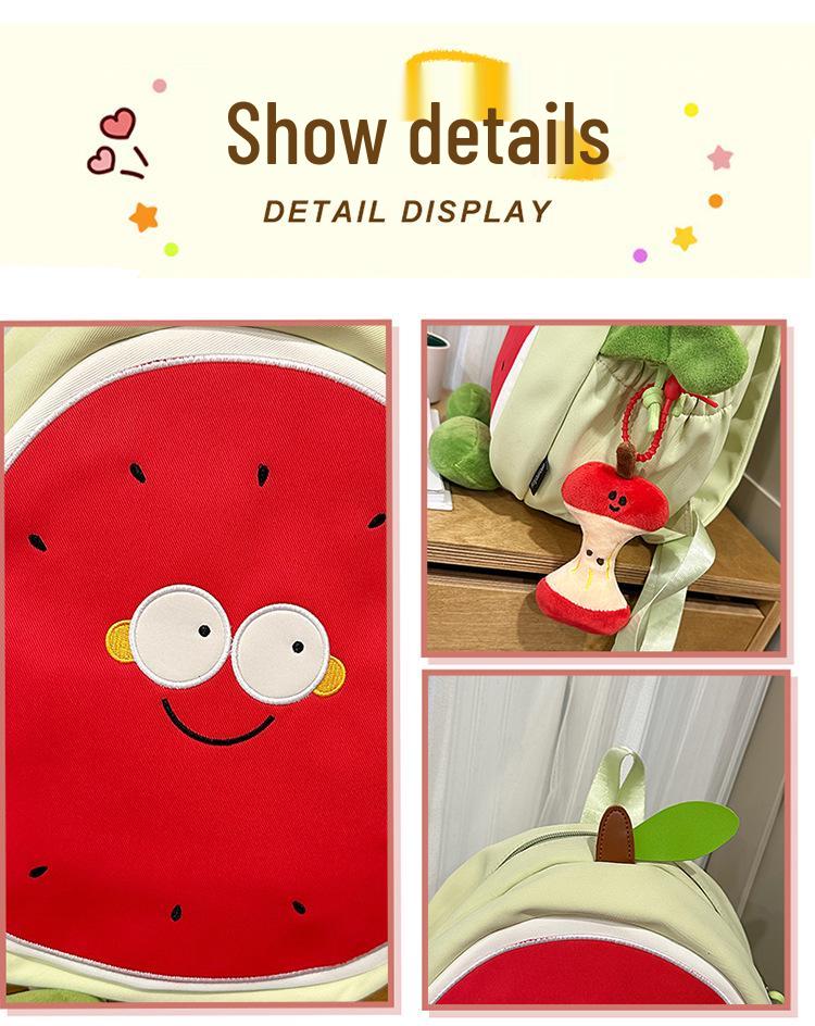 Rucsac Cartoon Proaspăt Pepene Verde 2025: Rucsac Școlar Studențesc de Mare Capacitate & Geantă Crossbody Super Drăguță