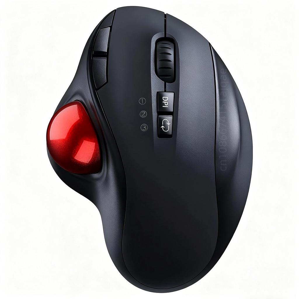 HOMEFISH Wireless BT Trackball Mouse, 10m Working Distance, 3 DPI(1000/1600/2400), 600mA Rechargeable, Ergonomic, 3-Device Sync