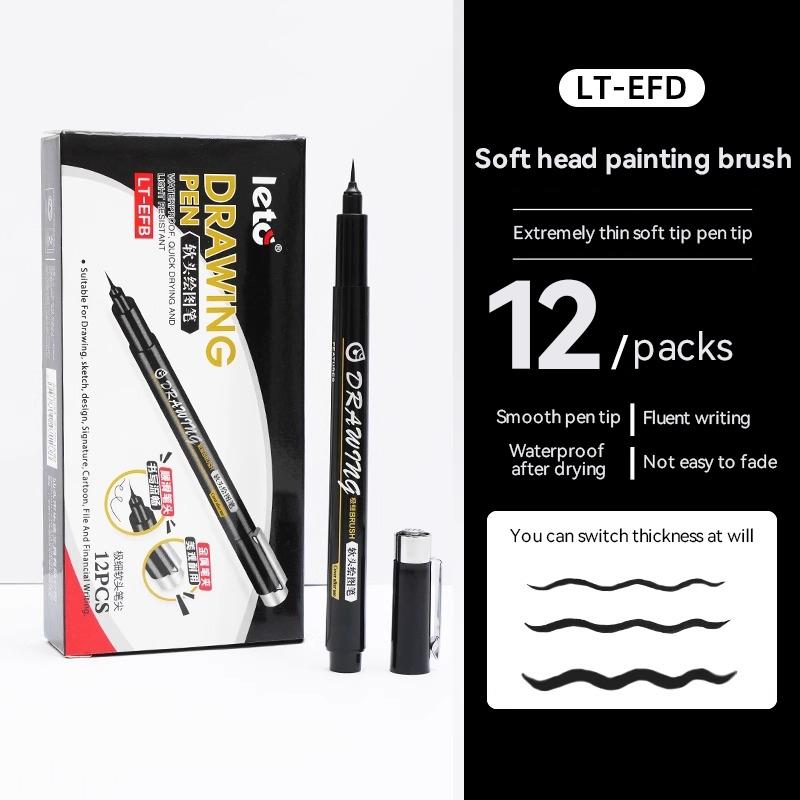 Highlight Marker Pens Soft Brush Tip Gel Pens Set for Art Calligraphy Sketching Drawing Hand Lettering Black Ink Brush Markers